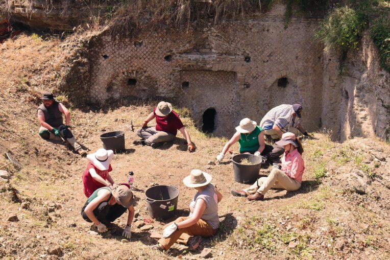 Students excavating