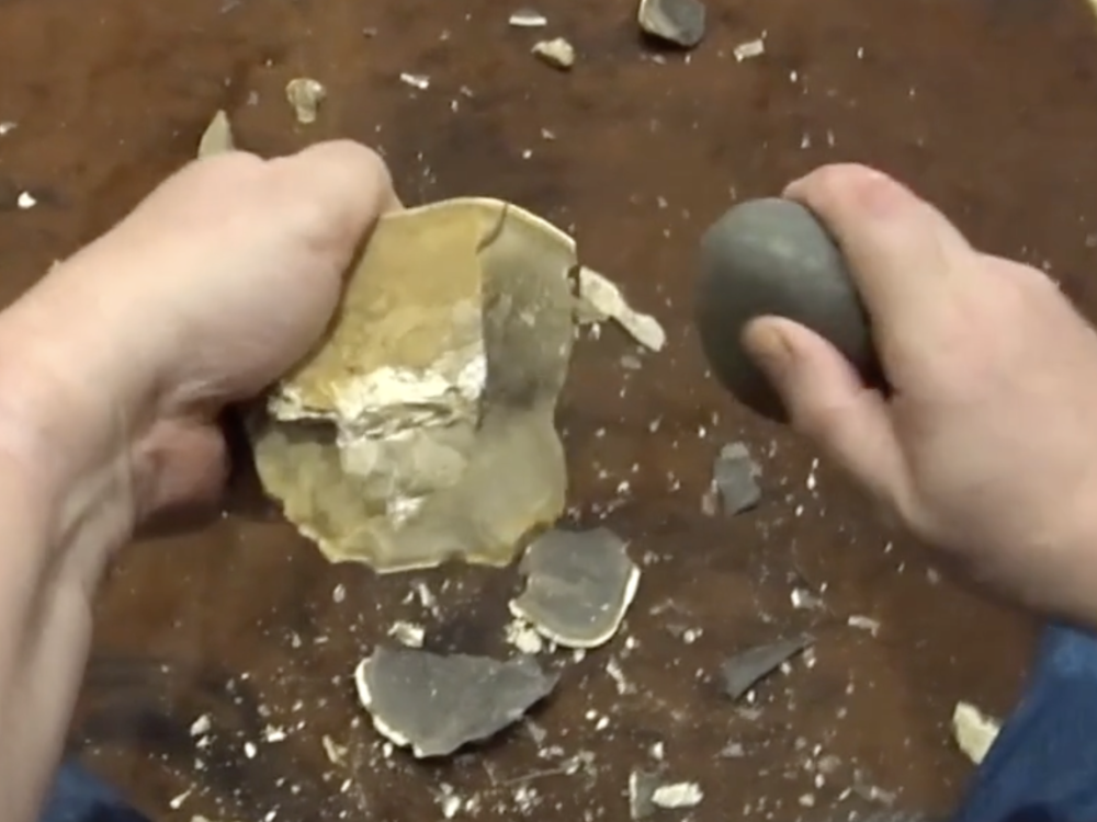hitting rock with rock