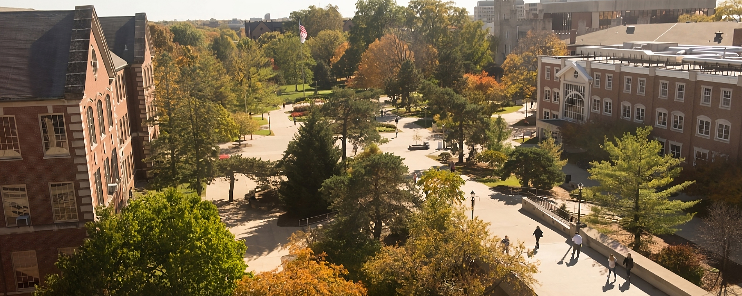 Aerial view of the Illinois State quad.